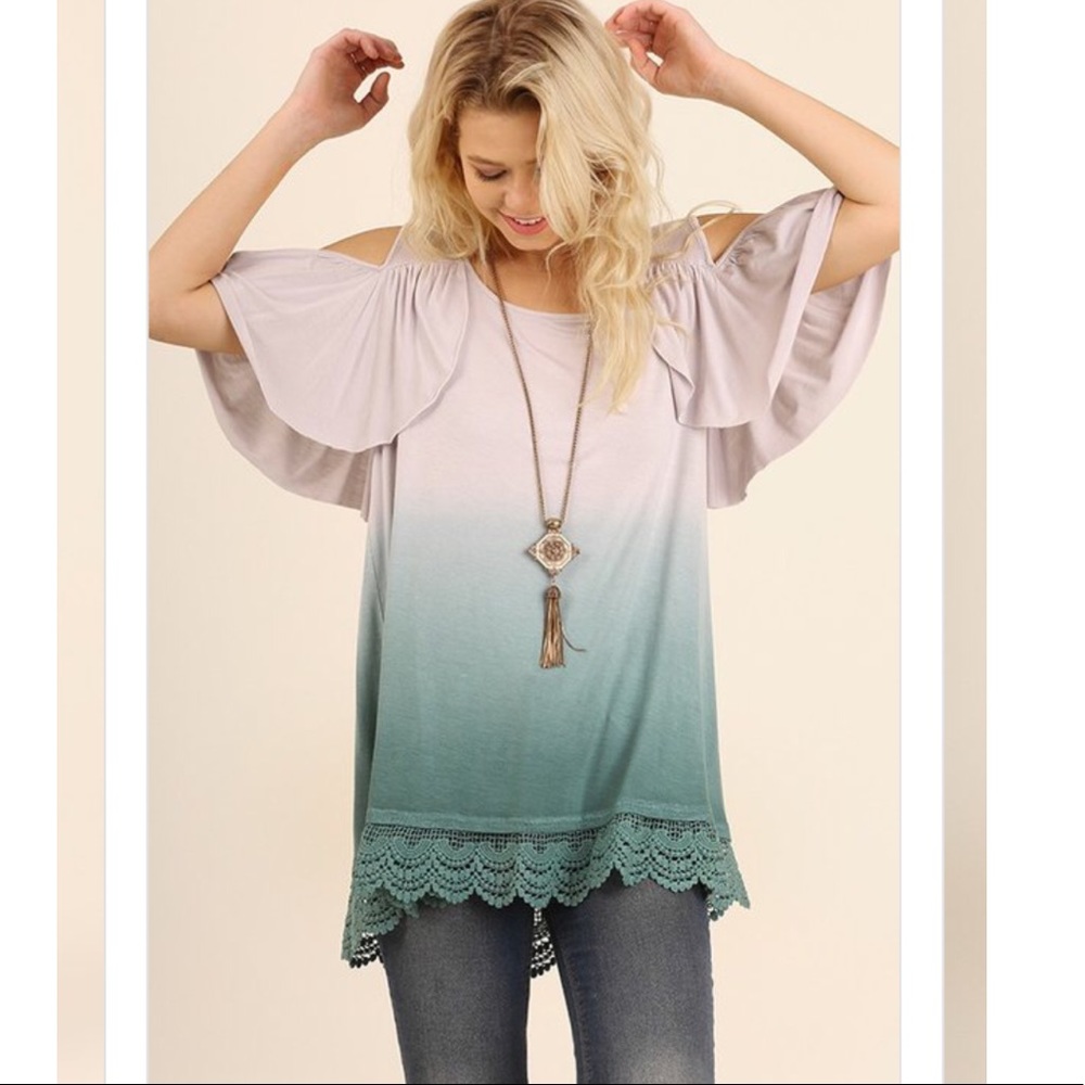 Ombré Cold Shoulder Tee - Picture 3 of 4